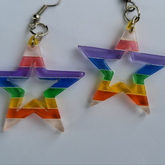 Rainbow star earings - Picture 2 of 3